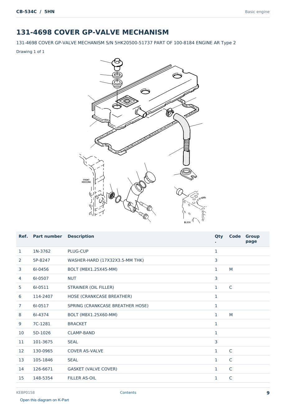 Caterpillar CB-534C S/N 5HN Partsbook KEBP0158 (English) - sample page 9 of 10 Caterpillar CB-534C S/N 5HN Partsbook KEBP0158 (English) - sample page 9 of 10