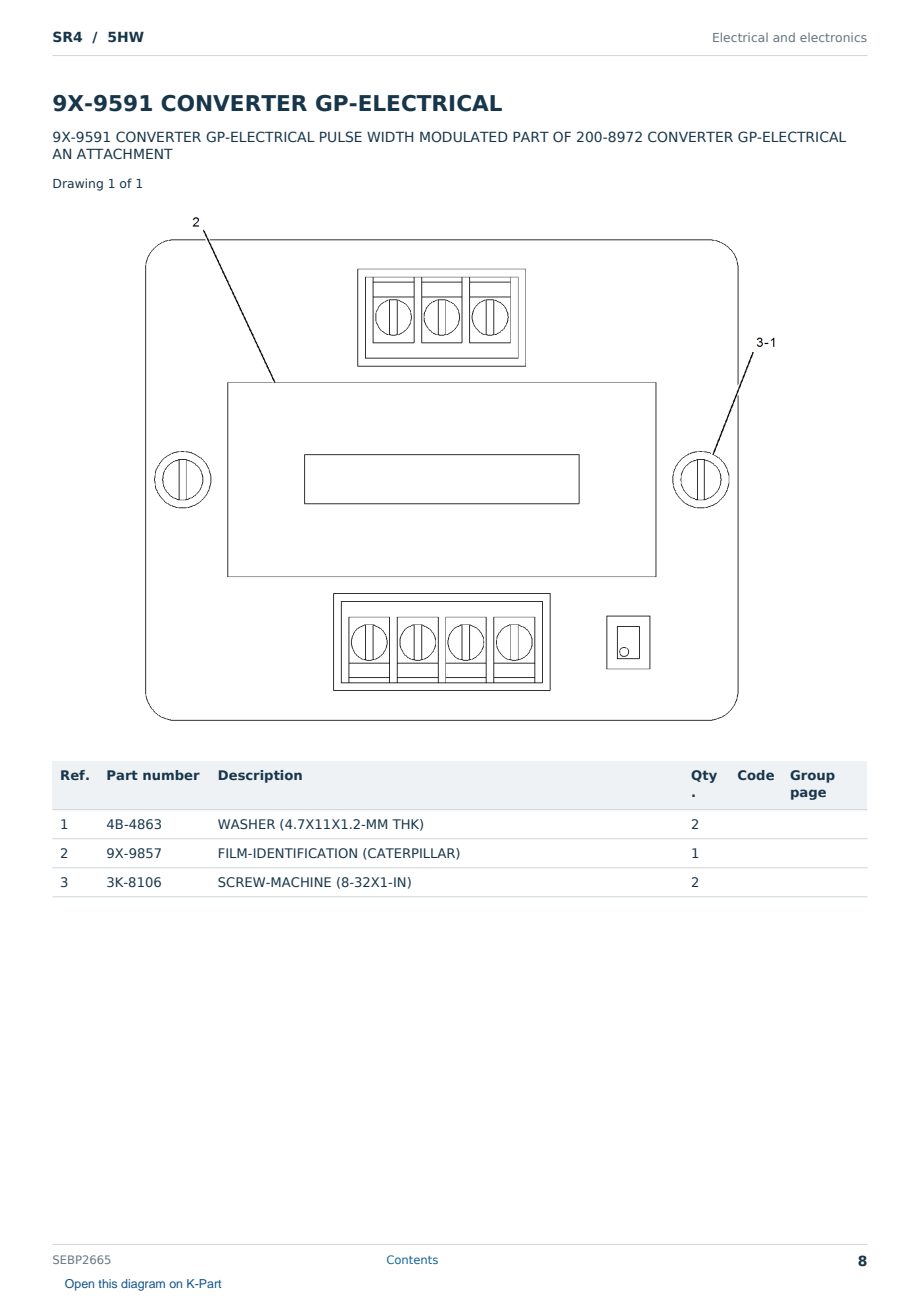 Caterpillar SR4 S/N 5HW Partsbook SEBP2665 (English) - sample page 8 of 10 Caterpillar SR4 S/N 5HW Partsbook SEBP2665 (English) - sample page 8 of 10