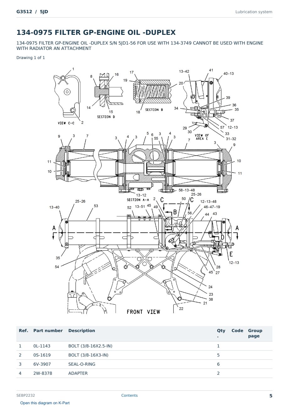 Caterpillar G3512 S/N 5JD Partsbook SEBP2232 (English) - sample page 5 of 10 Caterpillar G3512 S/N 5JD Partsbook SEBP2232 (English) - sample page 5 of 10
