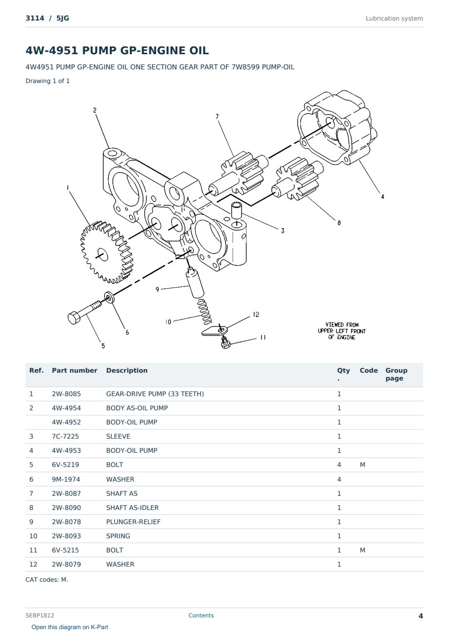 Caterpillar 3114 S/N 5JG Partsbook SEBP1812 (English) - sample page 4 of 10 Caterpillar 3114 S/N 5JG Partsbook SEBP1812 (English) - sample page 4 of 10