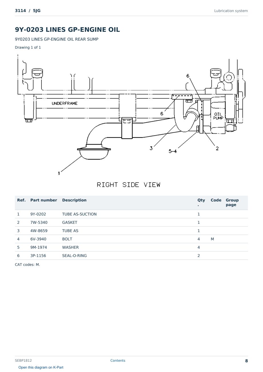Caterpillar 3114 S/N 5JG Partsbook SEBP1812 (English) - sample page 8 of 10 Caterpillar 3114 S/N 5JG Partsbook SEBP1812 (English) - sample page 8 of 10