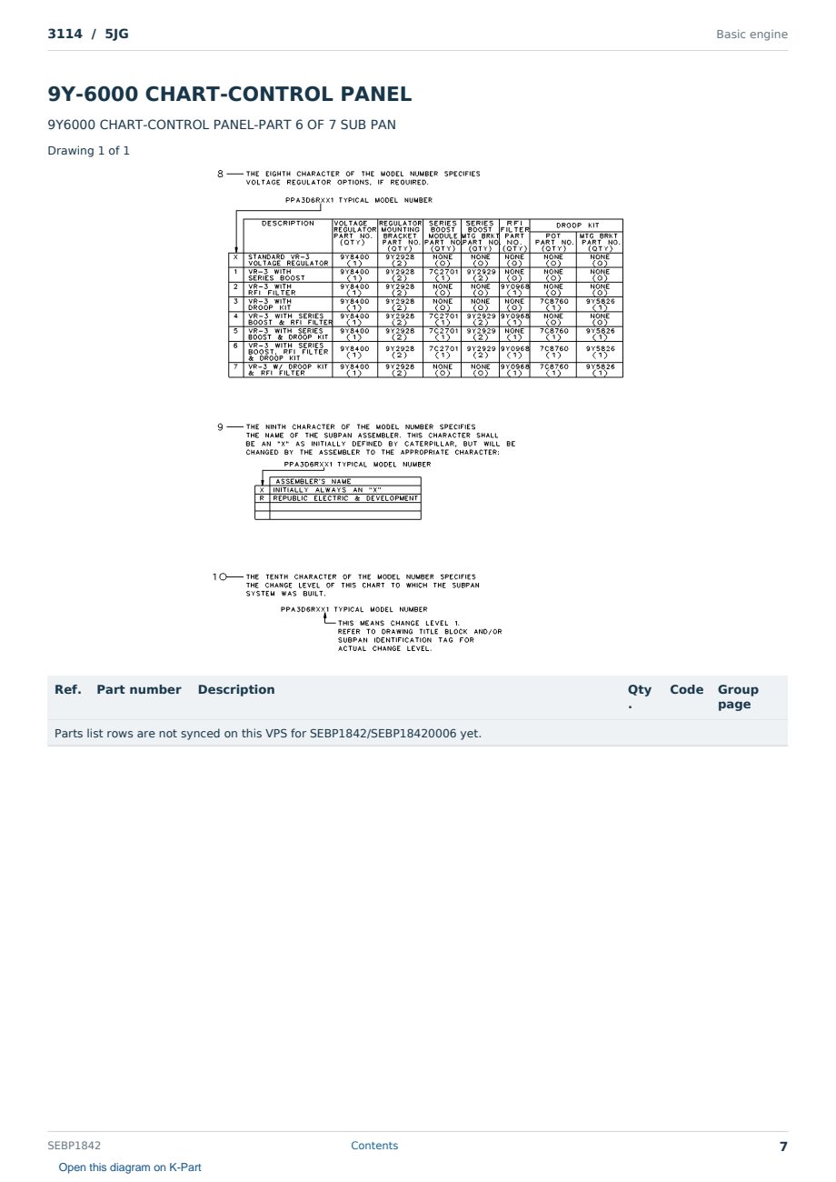 Caterpillar 3114 S/N 5JG Partsbook SEBP1842 (English) - sample page 7 of 10 Caterpillar 3114 S/N 5JG Partsbook SEBP1842 (English) - sample page 7 of 10