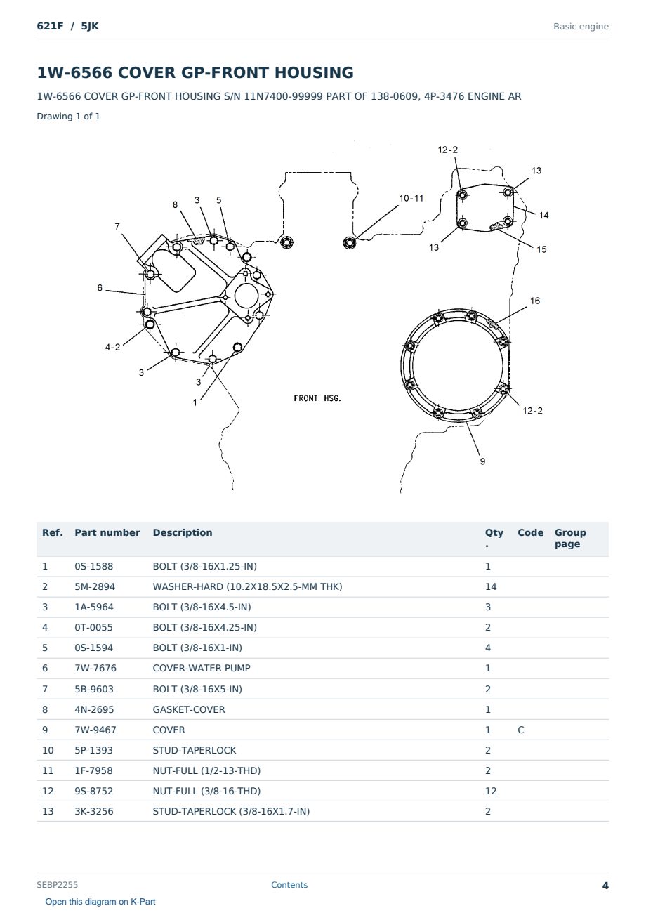 Caterpillar 621F S/N 5JK Partsbook SEBP2255 (English) - sample page 4 of 10 Caterpillar 621F S/N 5JK Partsbook SEBP2255 (English) - sample page 4 of 10