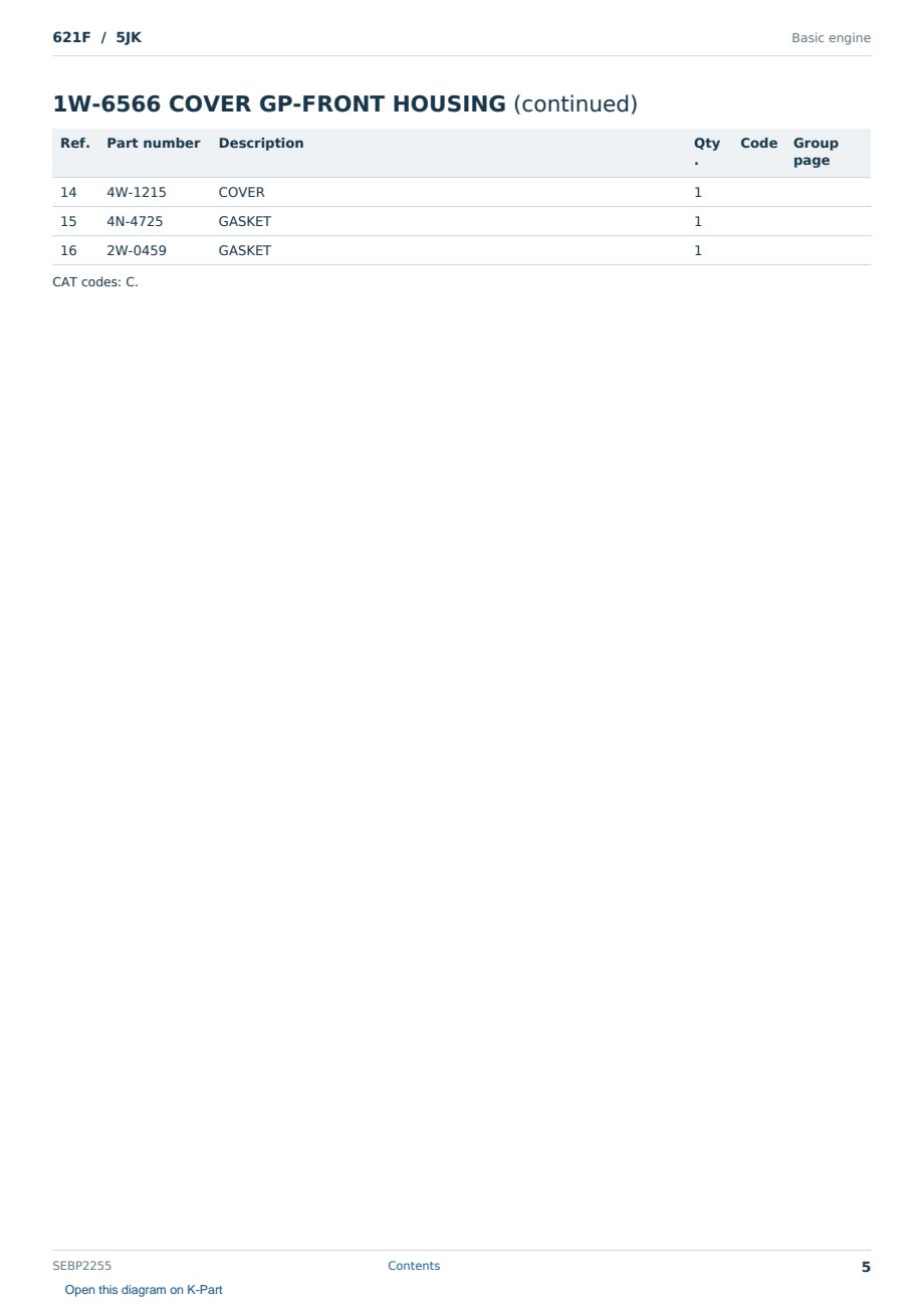 Caterpillar 621F S/N 5JK Partsbook SEBP2255 (English) - sample page 5 of 10 Caterpillar 621F S/N 5JK Partsbook SEBP2255 (English) - sample page 5 of 10