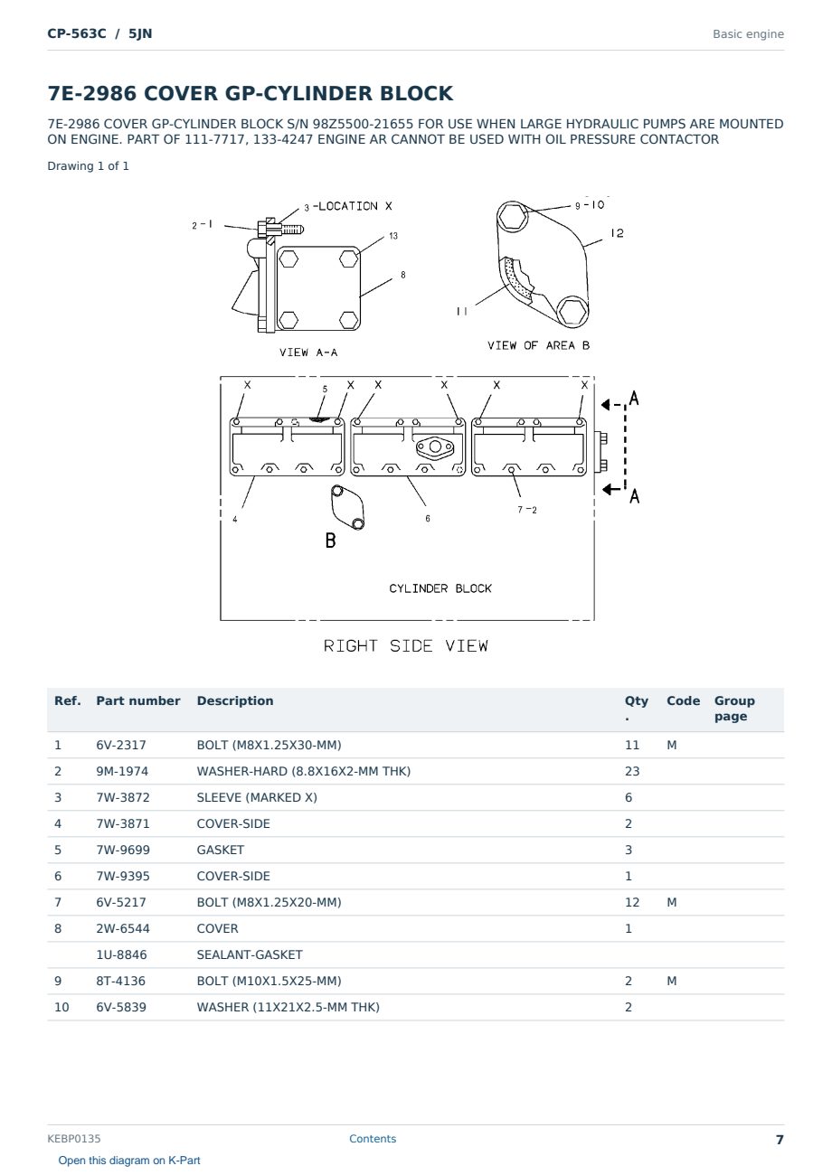 Caterpillar CP-563C S/N 5JN Partsbook KEBP0135 (English) - sample page 7 of 10 Caterpillar CP-563C S/N 5JN Partsbook KEBP0135 (English) - sample page 7 of 10