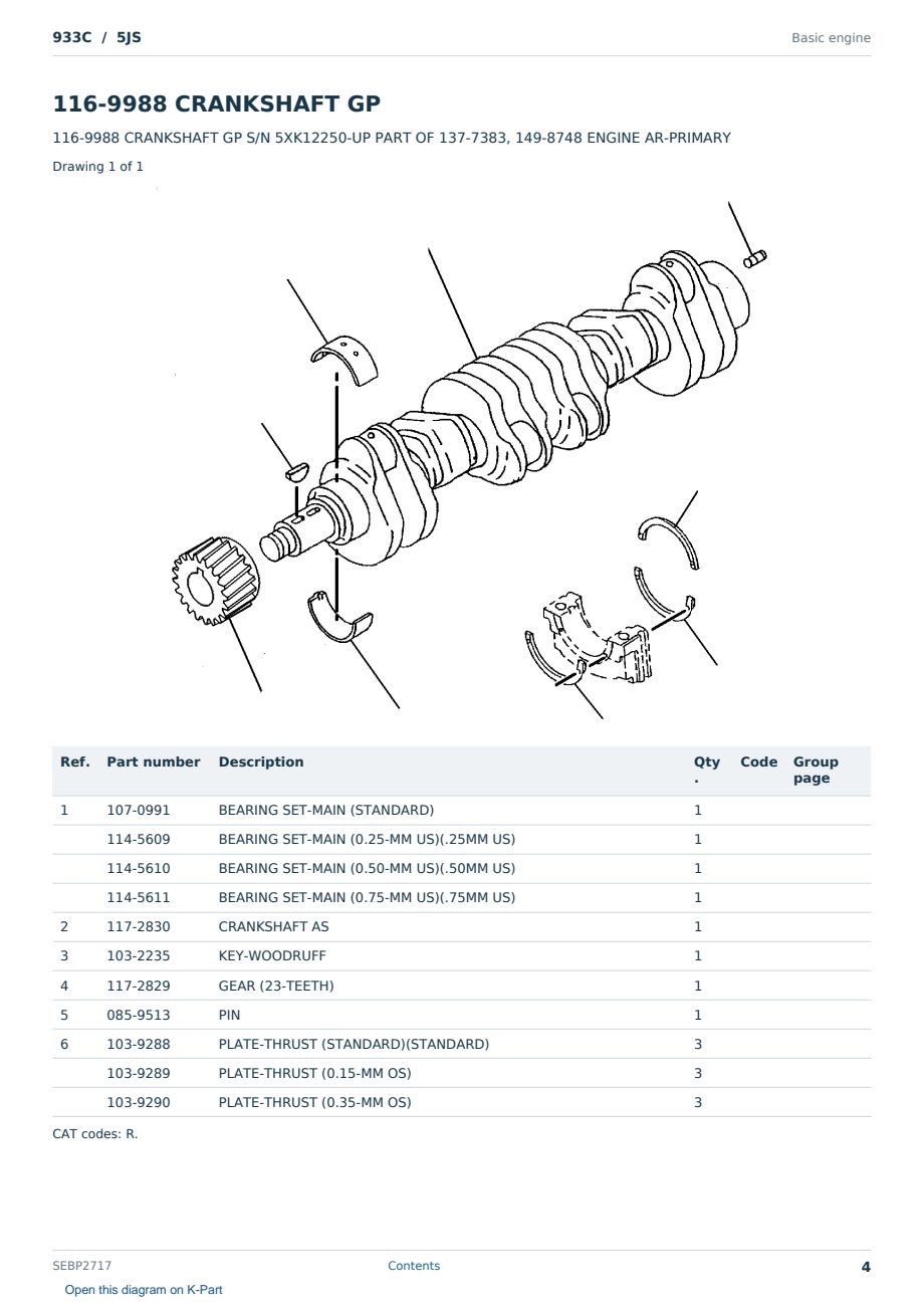 Caterpillar 933C S/N 5JS Partsbook SEBP2717 (English) - sample page 4 of 10 Caterpillar 933C S/N 5JS Partsbook SEBP2717 (English) - sample page 4 of 10