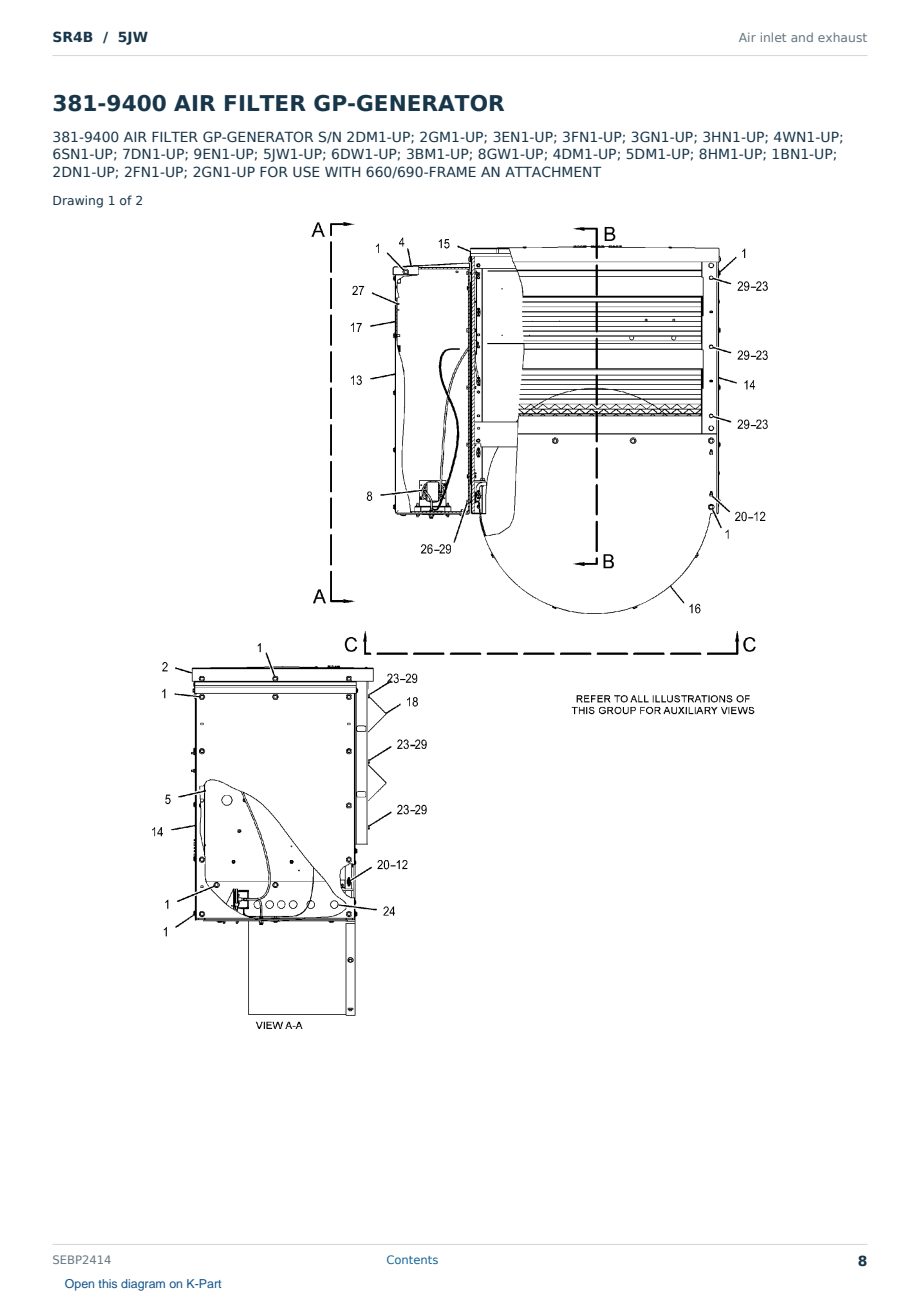 Caterpillar SR4B S/N 5JW Partsbook SEBP2414 (English) - sample page 8 of 10 Caterpillar SR4B S/N 5JW Partsbook SEBP2414 (English) - sample page 8 of 10