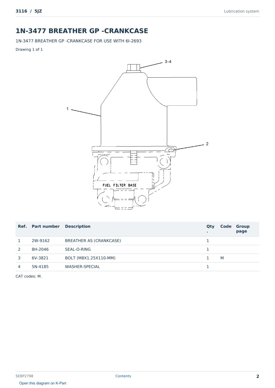 Caterpillar 3116 S/N 5JZ Partsbook SEBP2798 (English) - sample page 2 of 10 Caterpillar 3116 S/N 5JZ Partsbook SEBP2798 (English) - sample page 2 of 10