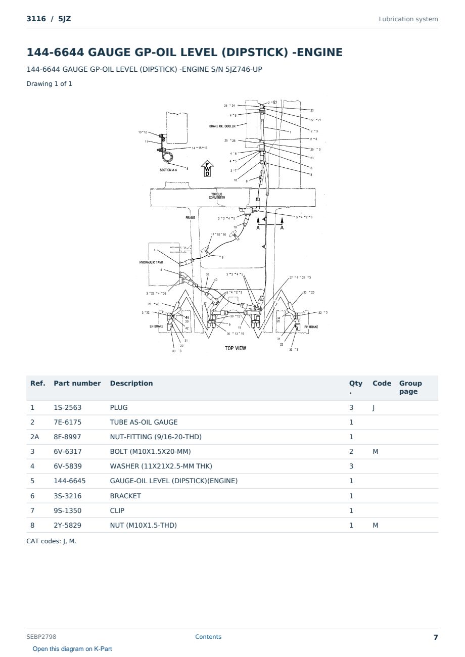 Caterpillar 3116 S/N 5JZ Partsbook SEBP2798 (English) - sample page 7 of 10 Caterpillar 3116 S/N 5JZ Partsbook SEBP2798 (English) - sample page 7 of 10