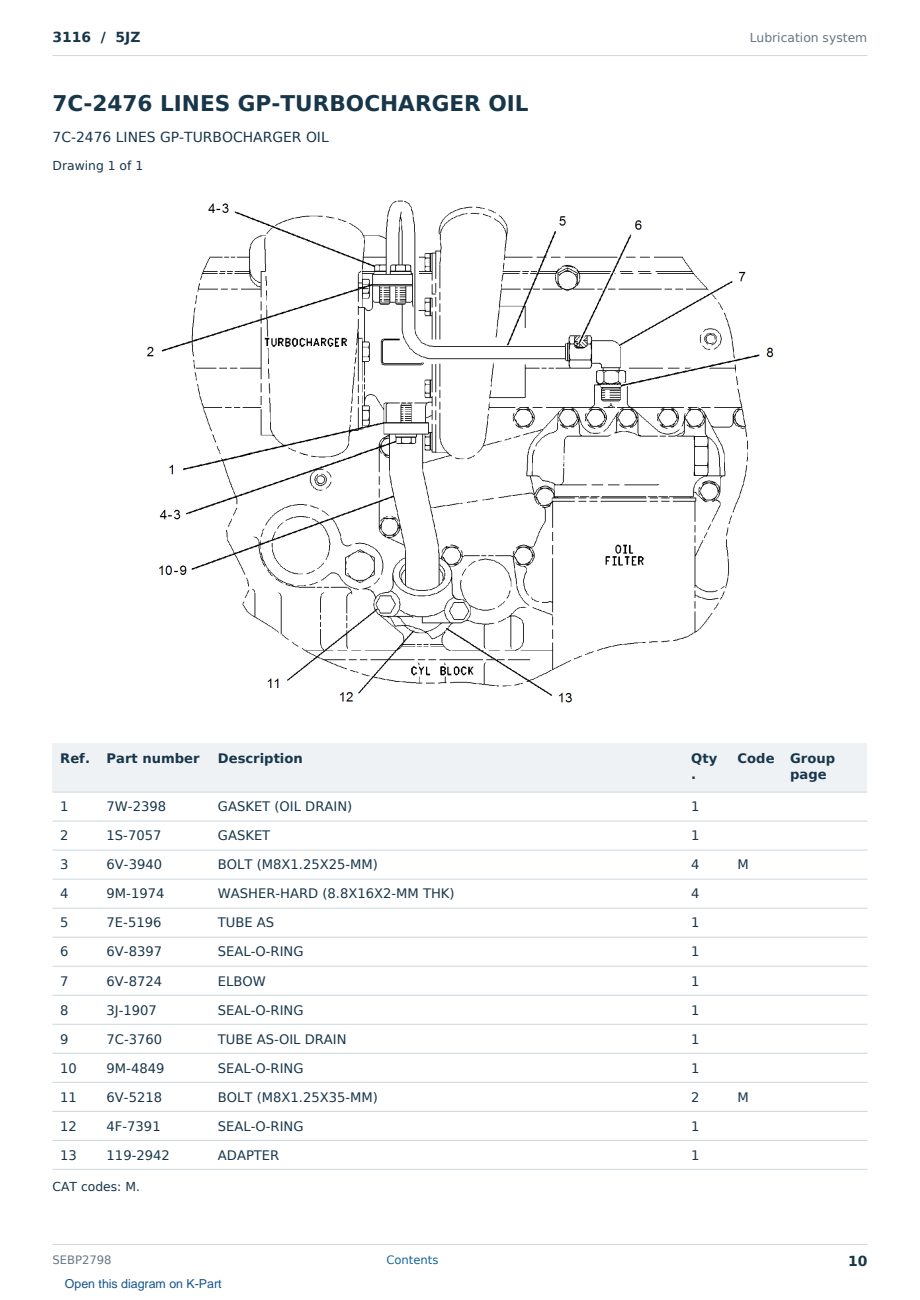 Caterpillar 3116 S/N 5JZ Partsbook SEBP2798 (English) - sample page 10 of 10 Caterpillar 3116 S/N 5JZ Partsbook SEBP2798 (English) - sample page 10 of 10