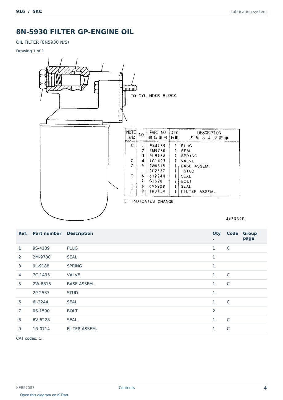 Caterpillar 916 S/N 5KC Partsbook XEBP7083 (English) - sample page 4 of 10 Caterpillar 916 S/N 5KC Partsbook XEBP7083 (English) - sample page 4 of 10