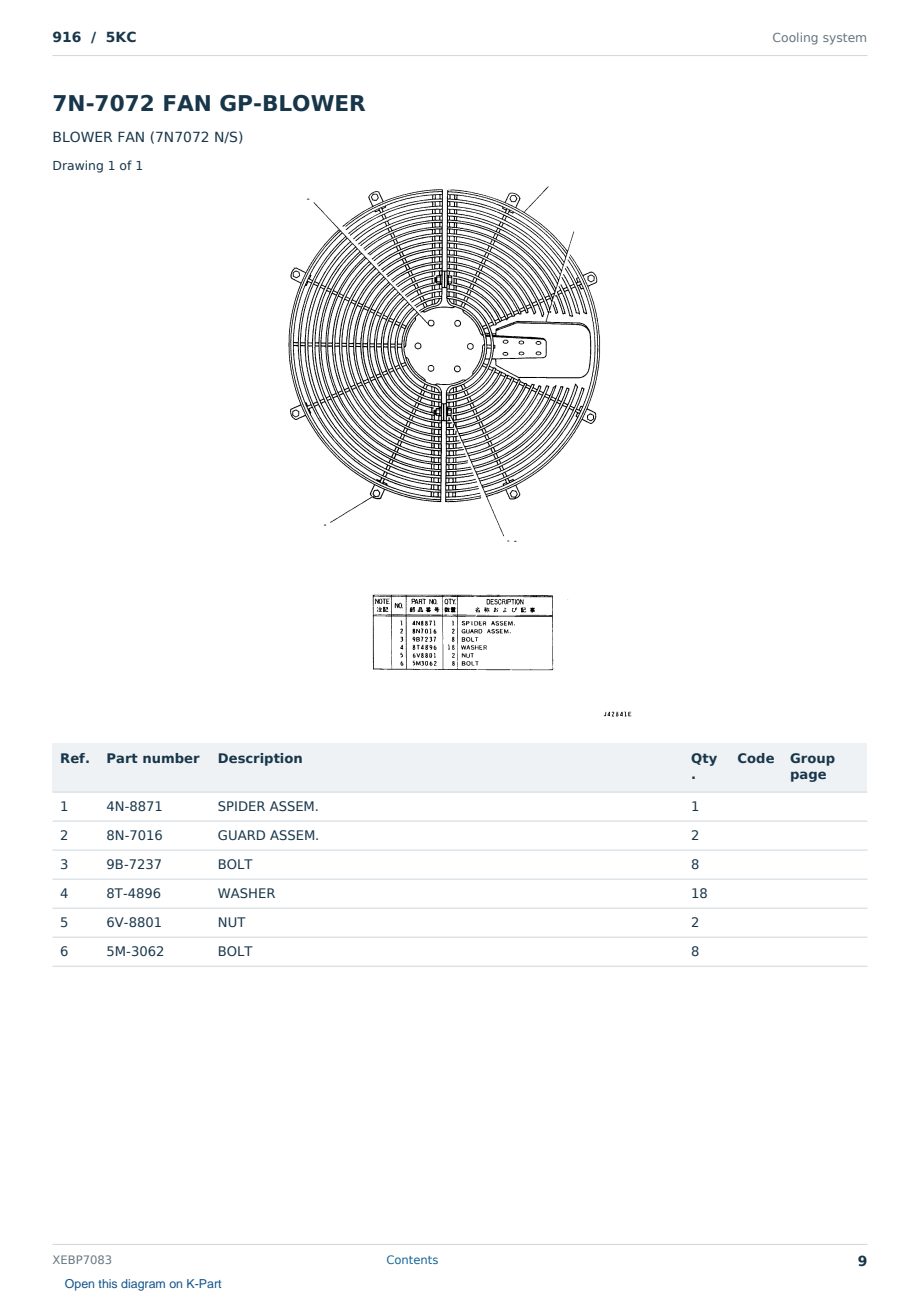 Caterpillar 916 S/N 5KC Partsbook XEBP7083 (English) - sample page 9 of 10 Caterpillar 916 S/N 5KC Partsbook XEBP7083 (English) - sample page 9 of 10