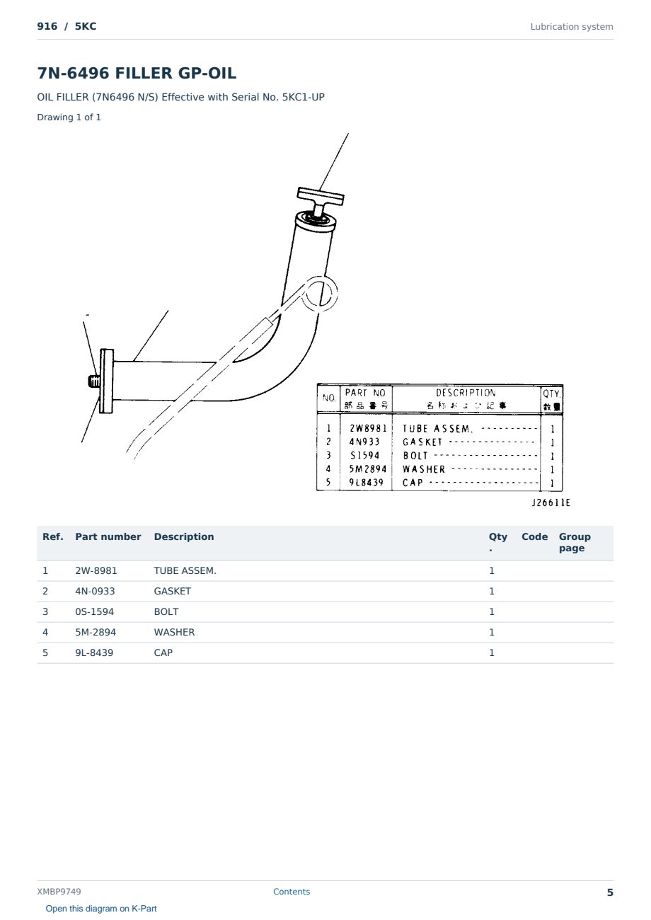 Caterpillar 916 S/N 5KC Partsbook XMBP9749 (English) - sample page 5 of 10 Caterpillar 916 S/N 5KC Partsbook XMBP9749 (English) - sample page 5 of 10