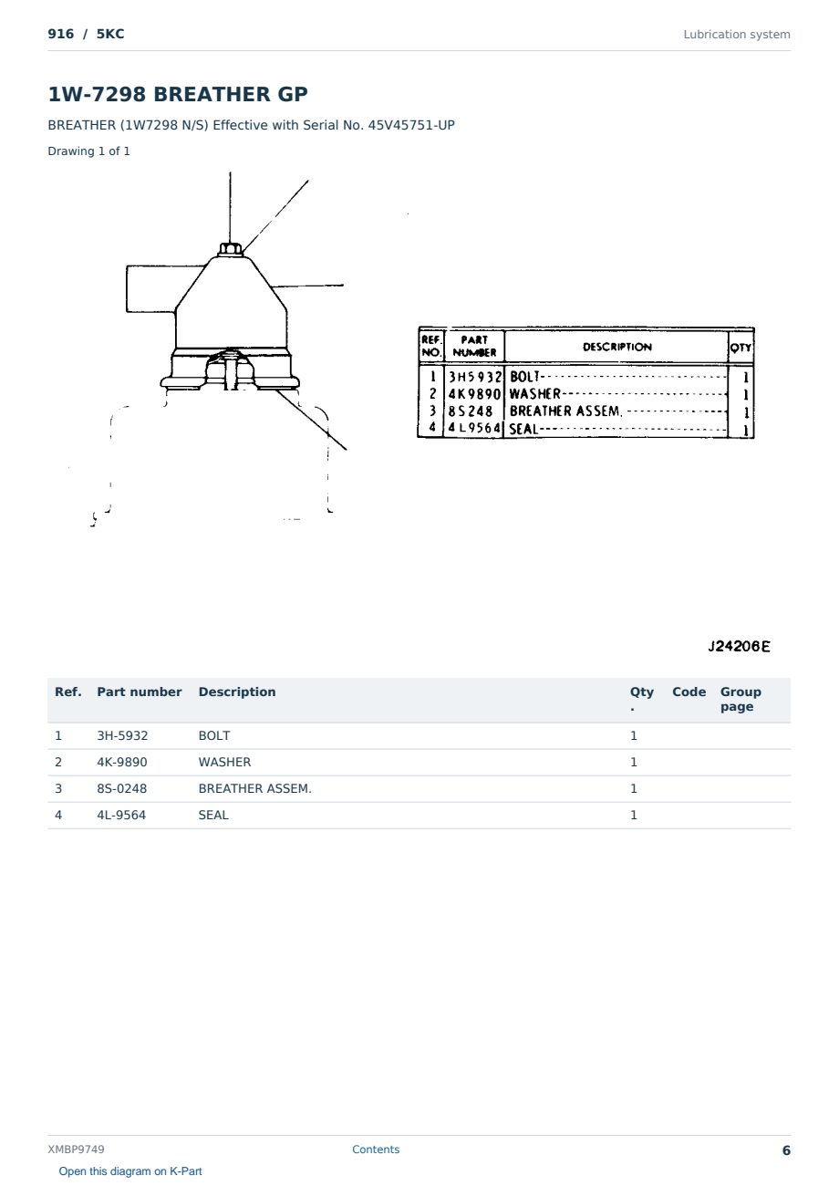 Caterpillar 916 S/N 5KC Partsbook XMBP9749 (English) - sample page 6 of 10 Caterpillar 916 S/N 5KC Partsbook XMBP9749 (English) - sample page 6 of 10