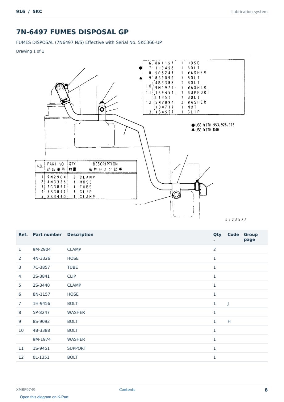 Caterpillar 916 S/N 5KC Partsbook XMBP9749 (English) - sample page 8 of 10 Caterpillar 916 S/N 5KC Partsbook XMBP9749 (English) - sample page 8 of 10