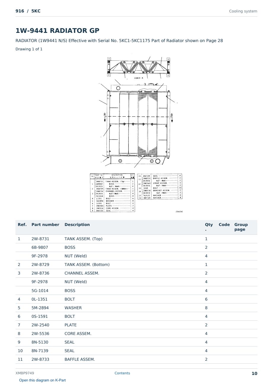 Caterpillar 916 S/N 5KC Partsbook XMBP9749 (English) - sample page 10 of 10 Caterpillar 916 S/N 5KC Partsbook XMBP9749 (English) - sample page 10 of 10