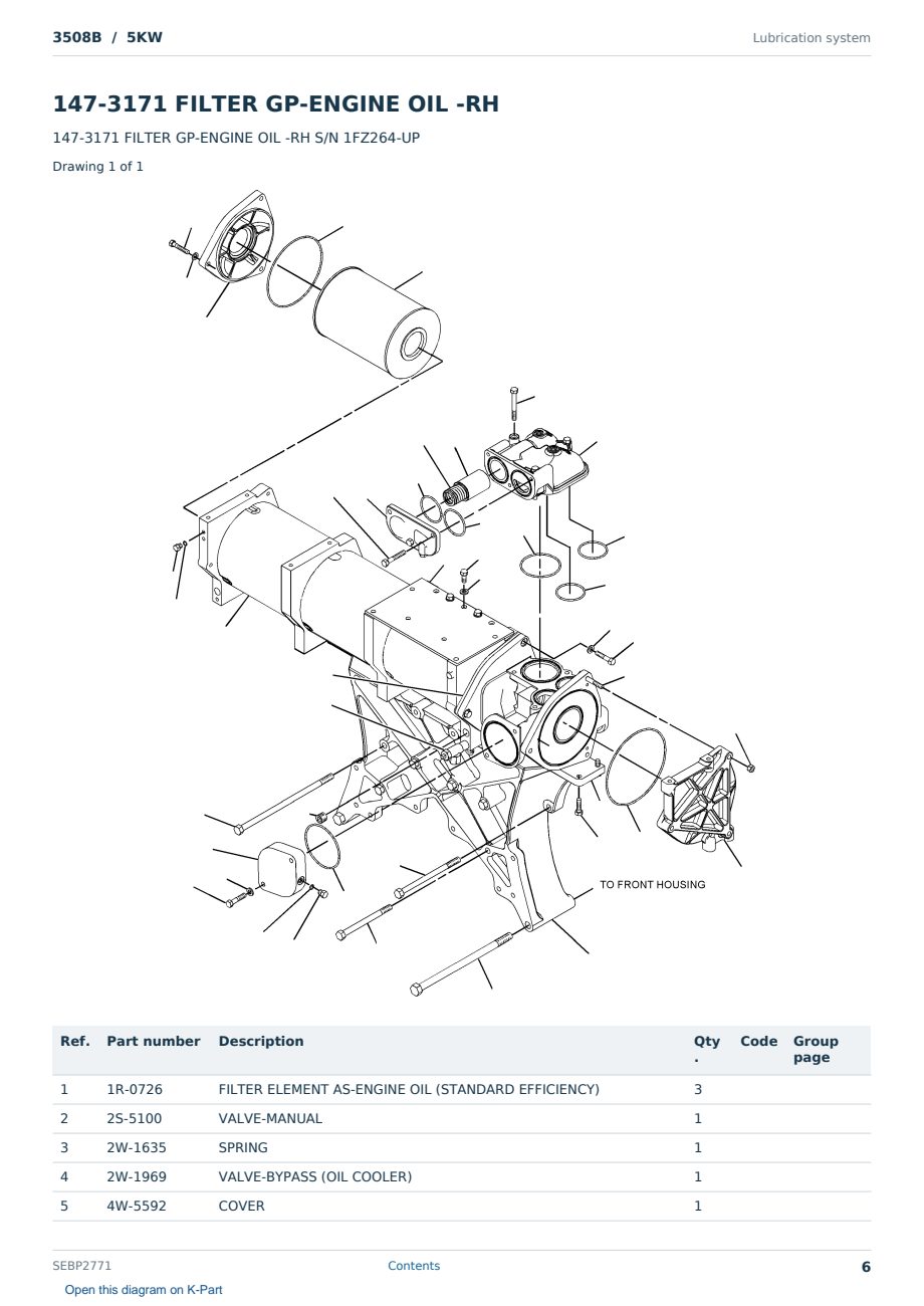 Caterpillar 3508B S/N 5KW Partsbook SEBP2771 (English) - sample page 6 of 10 Caterpillar 3508B S/N 5KW Partsbook SEBP2771 (English) - sample page 6 of 10