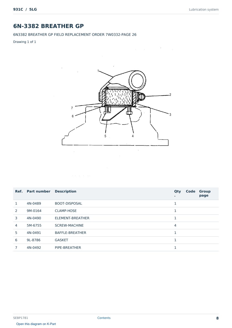 Caterpillar 931C S/N 5LG Partsbook SEBP1781 (English) - sample page 8 of 10 Caterpillar 931C S/N 5LG Partsbook SEBP1781 (English) - sample page 8 of 10