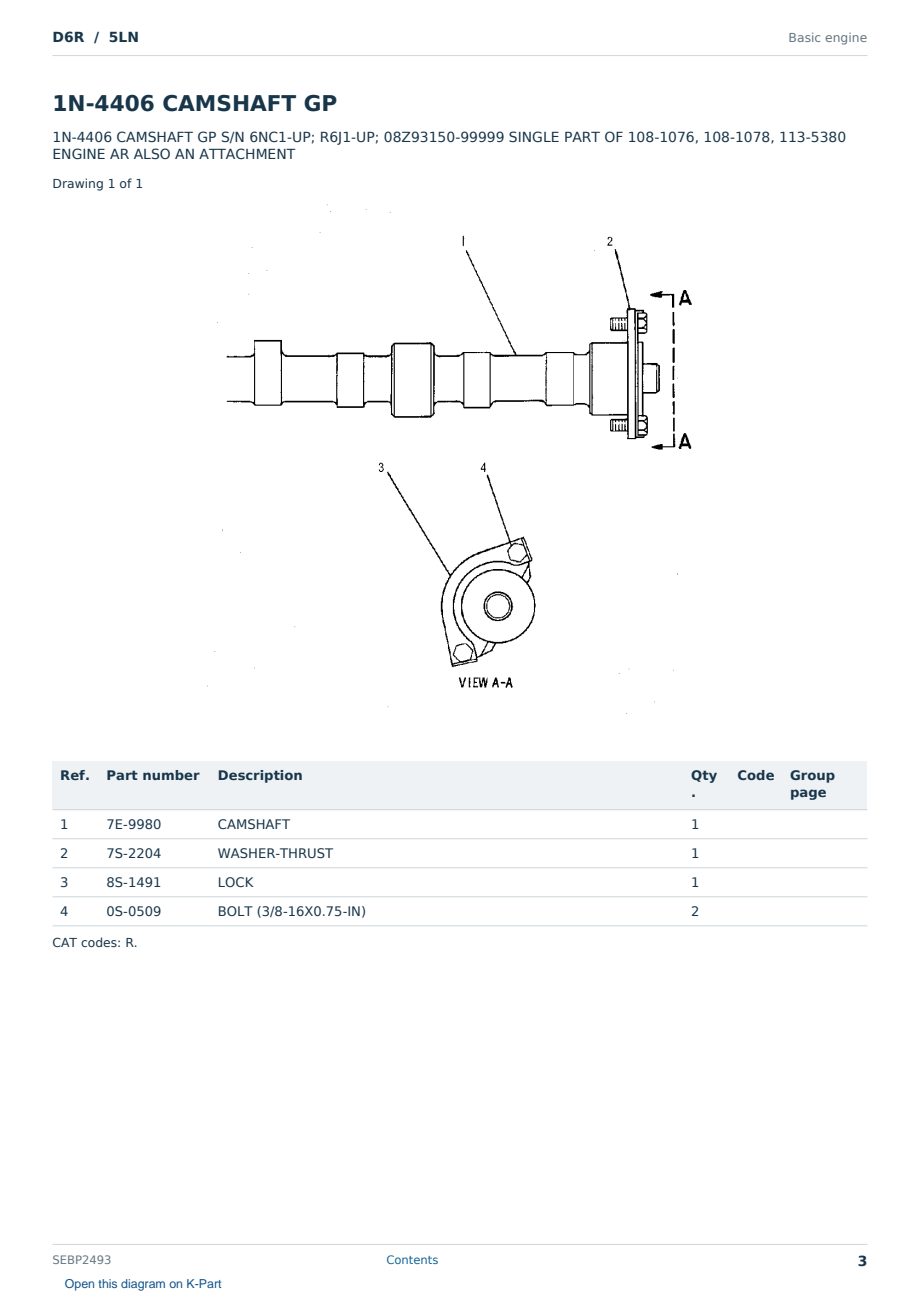 Caterpillar D6R S/N 5LN Partsbook SEBP2493 (English) - sample page 3 of 10 Caterpillar D6R S/N 5LN Partsbook SEBP2493 (English) - sample page 3 of 10