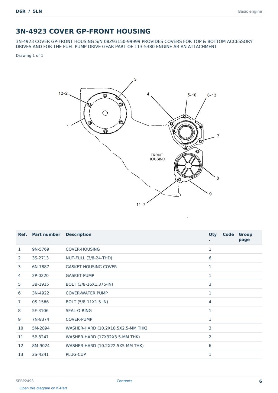 Caterpillar D6R S/N 5LN Partsbook SEBP2493 (English) - sample page 6 of 10 Caterpillar D6R S/N 5LN Partsbook SEBP2493 (English) - sample page 6 of 10