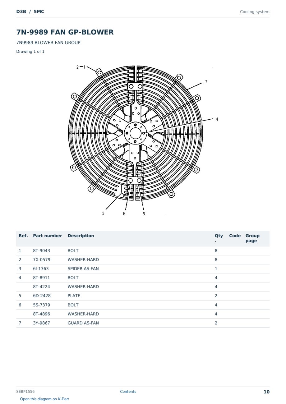 Caterpillar D3B S/N 5MC Partsbook SEBP1556 (English) - sample page 10 of 10 Caterpillar D3B S/N 5MC Partsbook SEBP1556 (English) - sample page 10 of 10