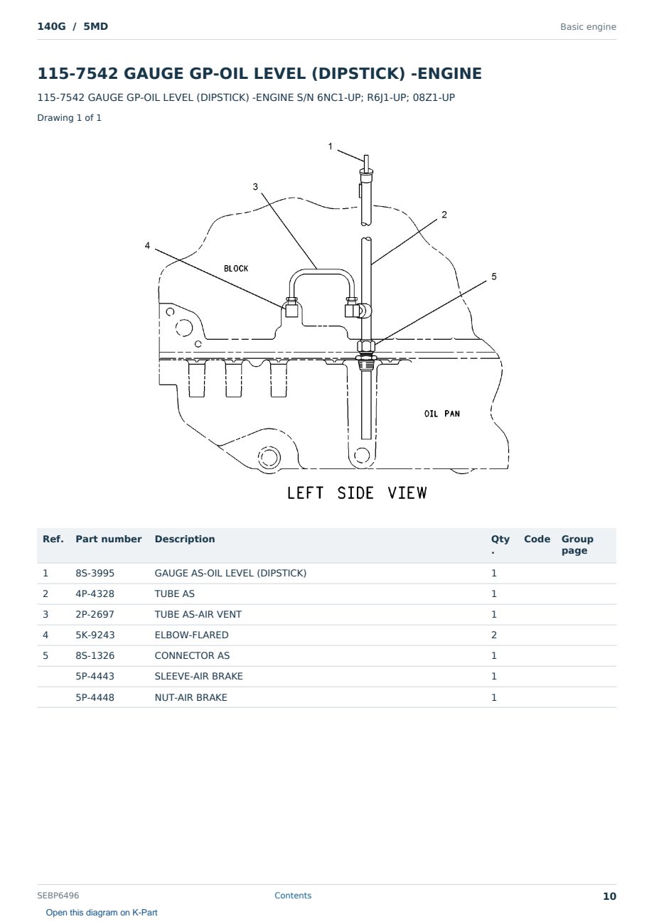 Caterpillar 140G S/N 5MD Partsbook SEBP6496 (English) - sample page 10 of 10 Caterpillar 140G S/N 5MD Partsbook SEBP6496 (English) - sample page 10 of 10
