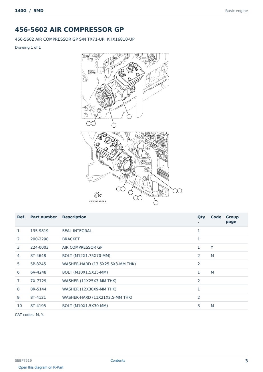 Caterpillar 140G S/N 5MD Partsbook SEBP7519 (English) - sample page 3 of 10 Caterpillar 140G S/N 5MD Partsbook SEBP7519 (English) - sample page 3 of 10