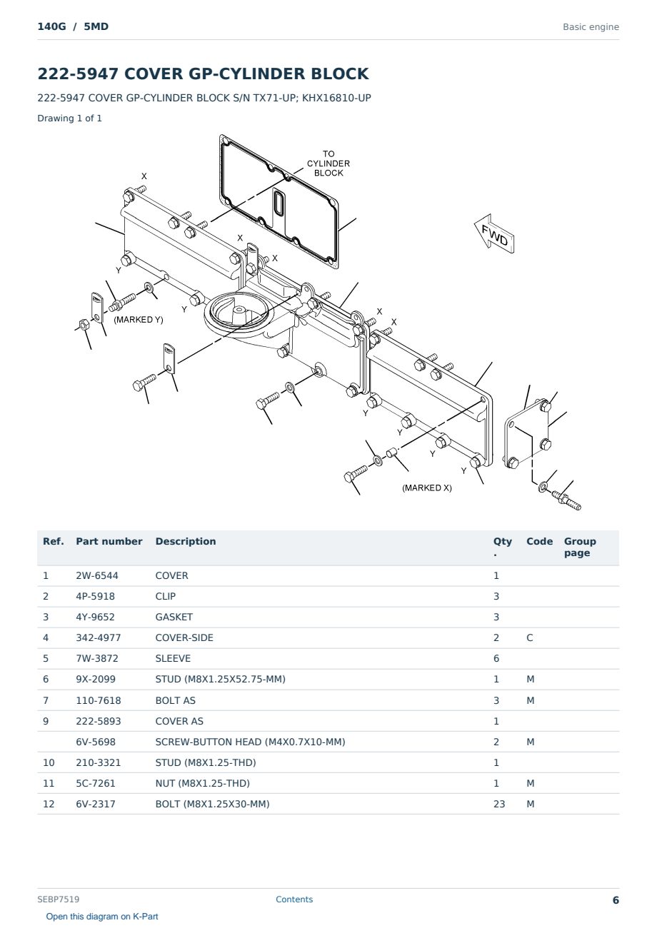 Caterpillar 140G S/N 5MD Partsbook SEBP7519 (English) - sample page 6 of 10 Caterpillar 140G S/N 5MD Partsbook SEBP7519 (English) - sample page 6 of 10