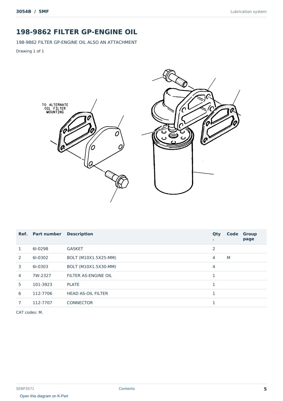 Caterpillar 3054B S/N 5MF Partsbook SEBP3071 (English) - sample page 5 of 10 Caterpillar 3054B S/N 5MF Partsbook SEBP3071 (English) - sample page 5 of 10