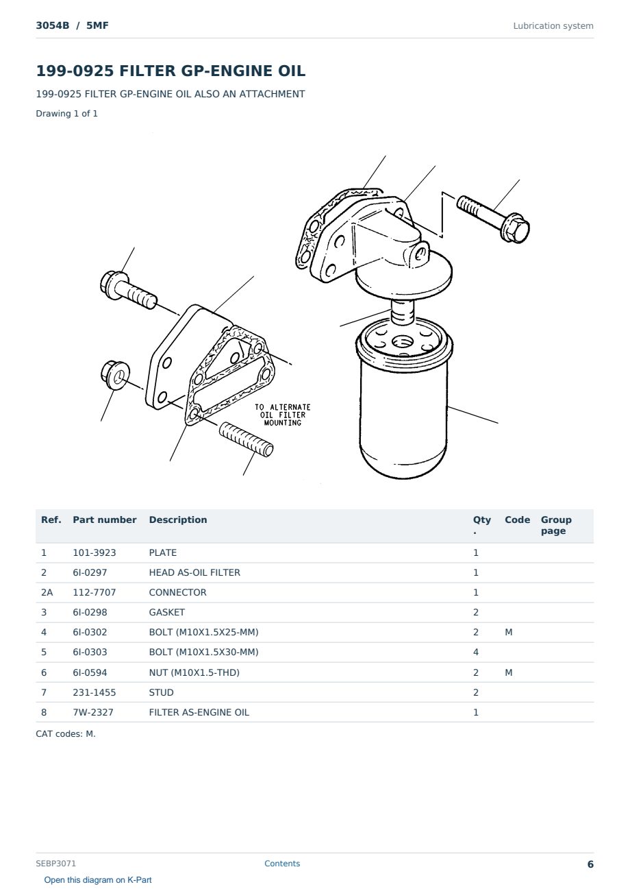 Caterpillar 3054B S/N 5MF Partsbook SEBP3071 (English) - sample page 6 of 10 Caterpillar 3054B S/N 5MF Partsbook SEBP3071 (English) - sample page 6 of 10
