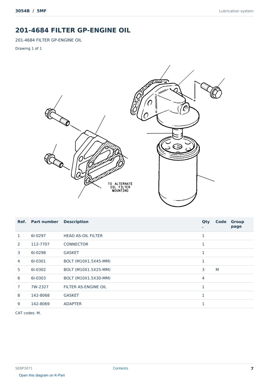 Caterpillar 3054B S/N 5MF Partsbook SEBP3071 (English) - sample page 7 of 10 Caterpillar 3054B S/N 5MF Partsbook SEBP3071 (English) - sample page 7 of 10