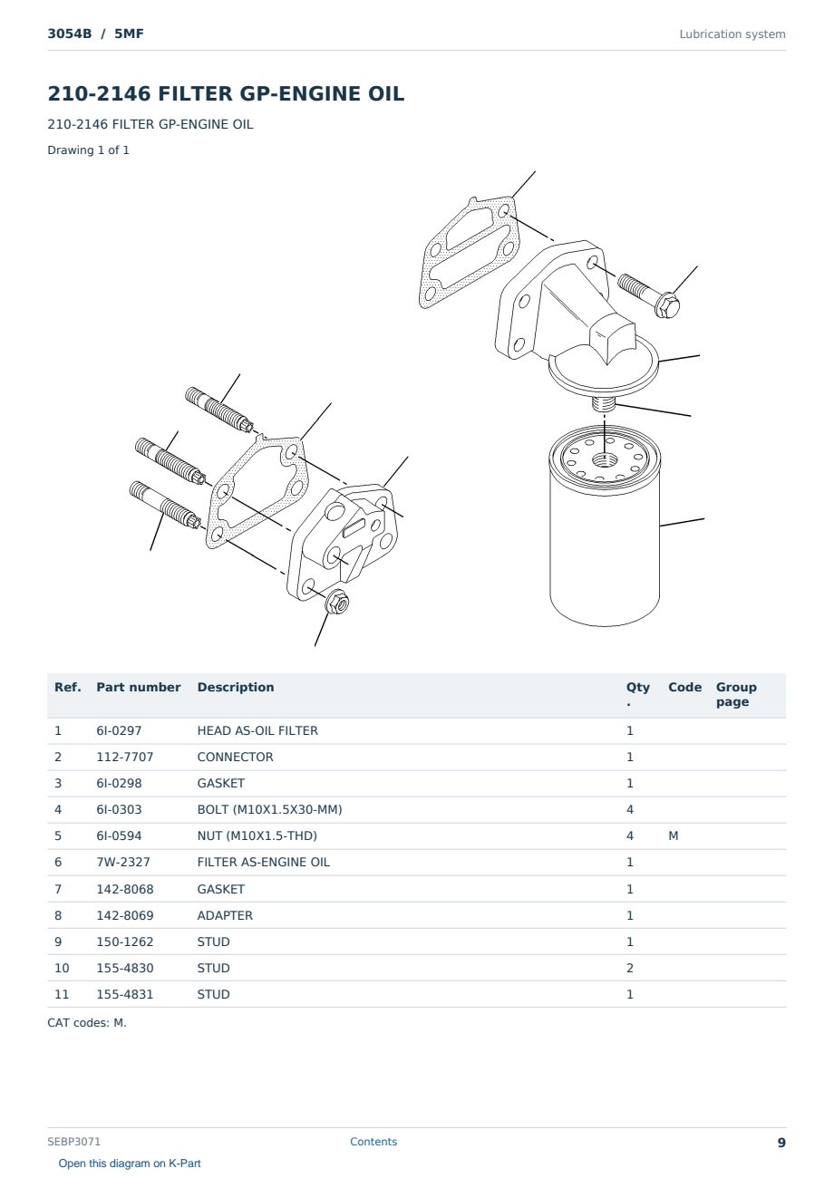 Caterpillar 3054B S/N 5MF Partsbook SEBP3071 (English) - sample page 9 of 10 Caterpillar 3054B S/N 5MF Partsbook SEBP3071 (English) - sample page 9 of 10
