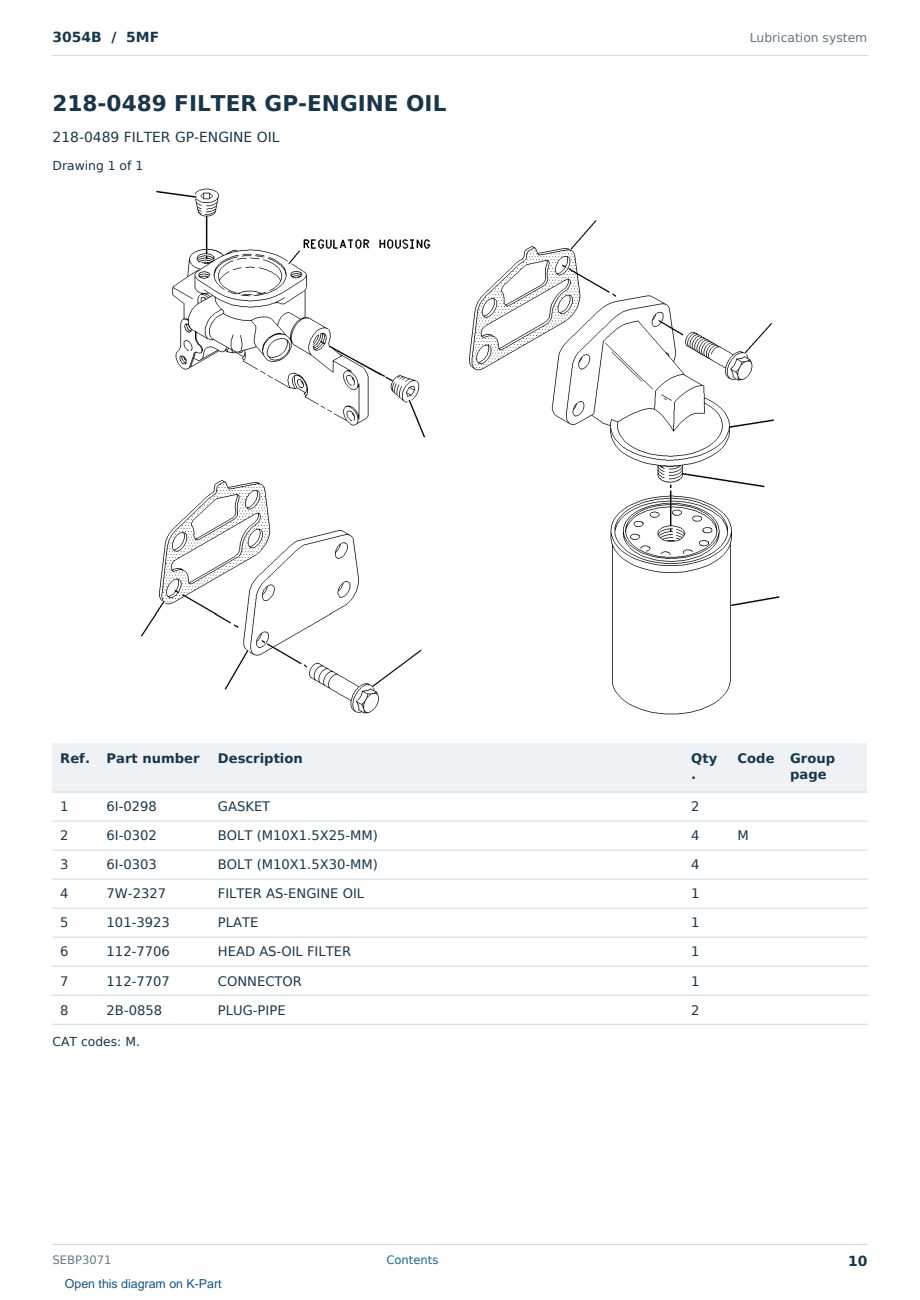 Caterpillar 3054B S/N 5MF Partsbook SEBP3071 (English) - sample page 10 of 10 Caterpillar 3054B S/N 5MF Partsbook SEBP3071 (English) - sample page 10 of 10