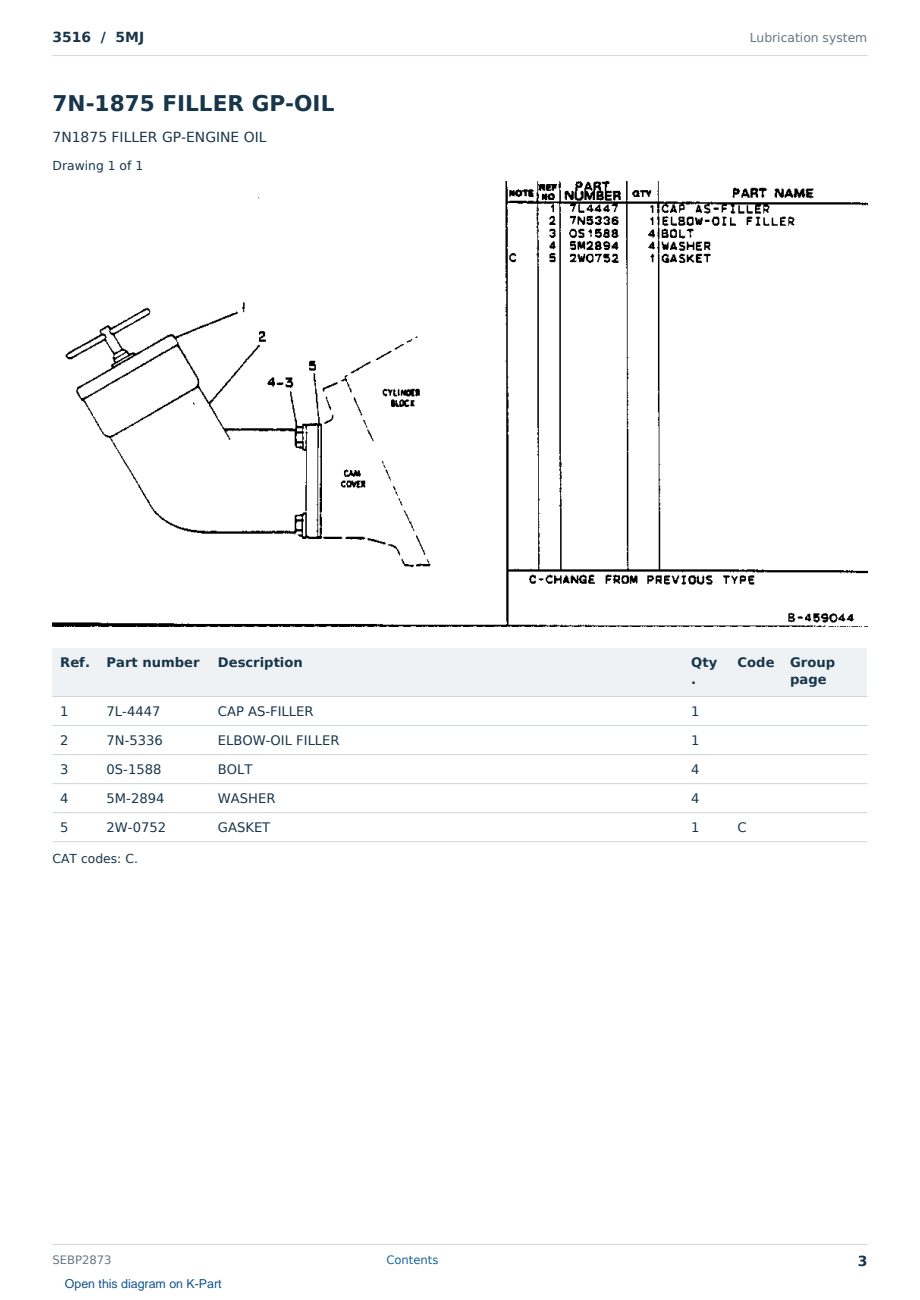 Caterpillar 3516 S/N 5MJ Partsbook SEBP2873 (English) - sample page 3 of 10 Caterpillar 3516 S/N 5MJ Partsbook SEBP2873 (English) - sample page 3 of 10