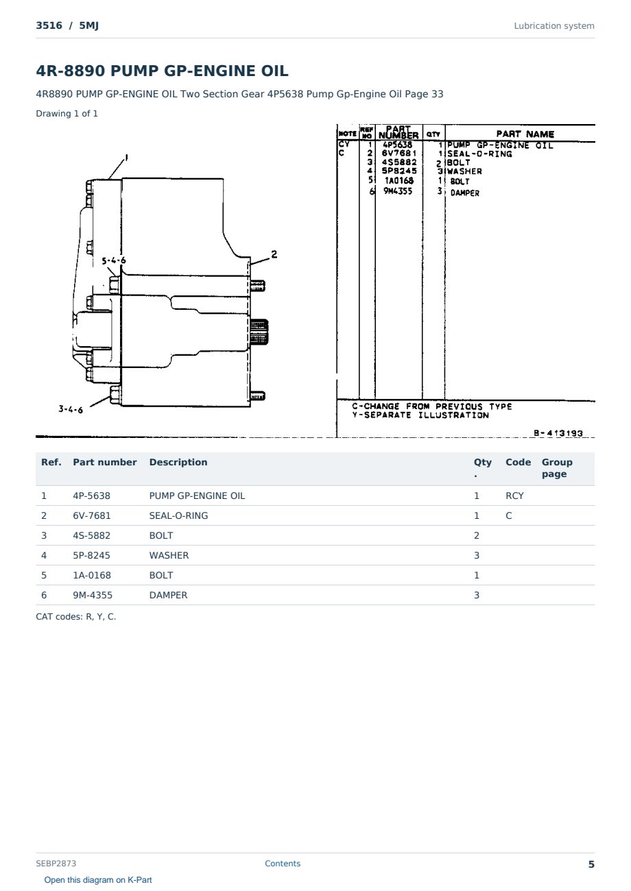 Caterpillar 3516 S/N 5MJ Partsbook SEBP2873 (English) - sample page 5 of 10 Caterpillar 3516 S/N 5MJ Partsbook SEBP2873 (English) - sample page 5 of 10