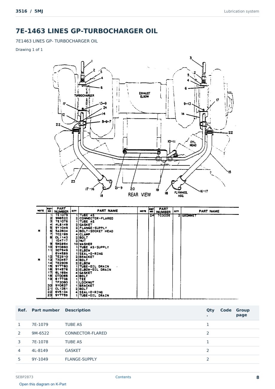 Caterpillar 3516 S/N 5MJ Partsbook SEBP2873 (English) - sample page 8 of 10 Caterpillar 3516 S/N 5MJ Partsbook SEBP2873 (English) - sample page 8 of 10