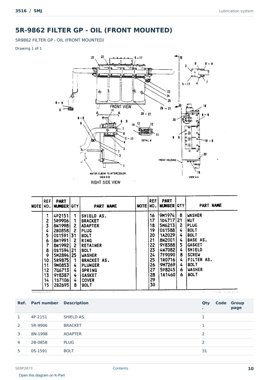 Caterpillar 3516 S/N 5MJ Partsbook SEBP2873 (English) - sample page 10 of 10 Caterpillar 3516 S/N 5MJ Partsbook SEBP2873 (English) - sample page 10 of 10