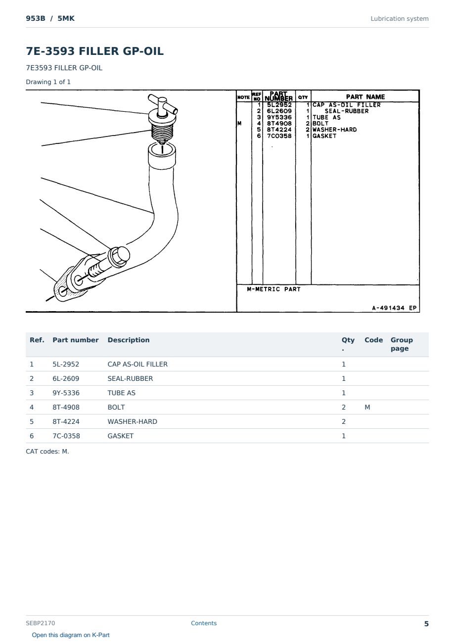 Caterpillar 953B S/N 5MK Partsbook SEBP2170 (English) - sample page 5 of 10 Caterpillar 953B S/N 5MK Partsbook SEBP2170 (English) - sample page 5 of 10