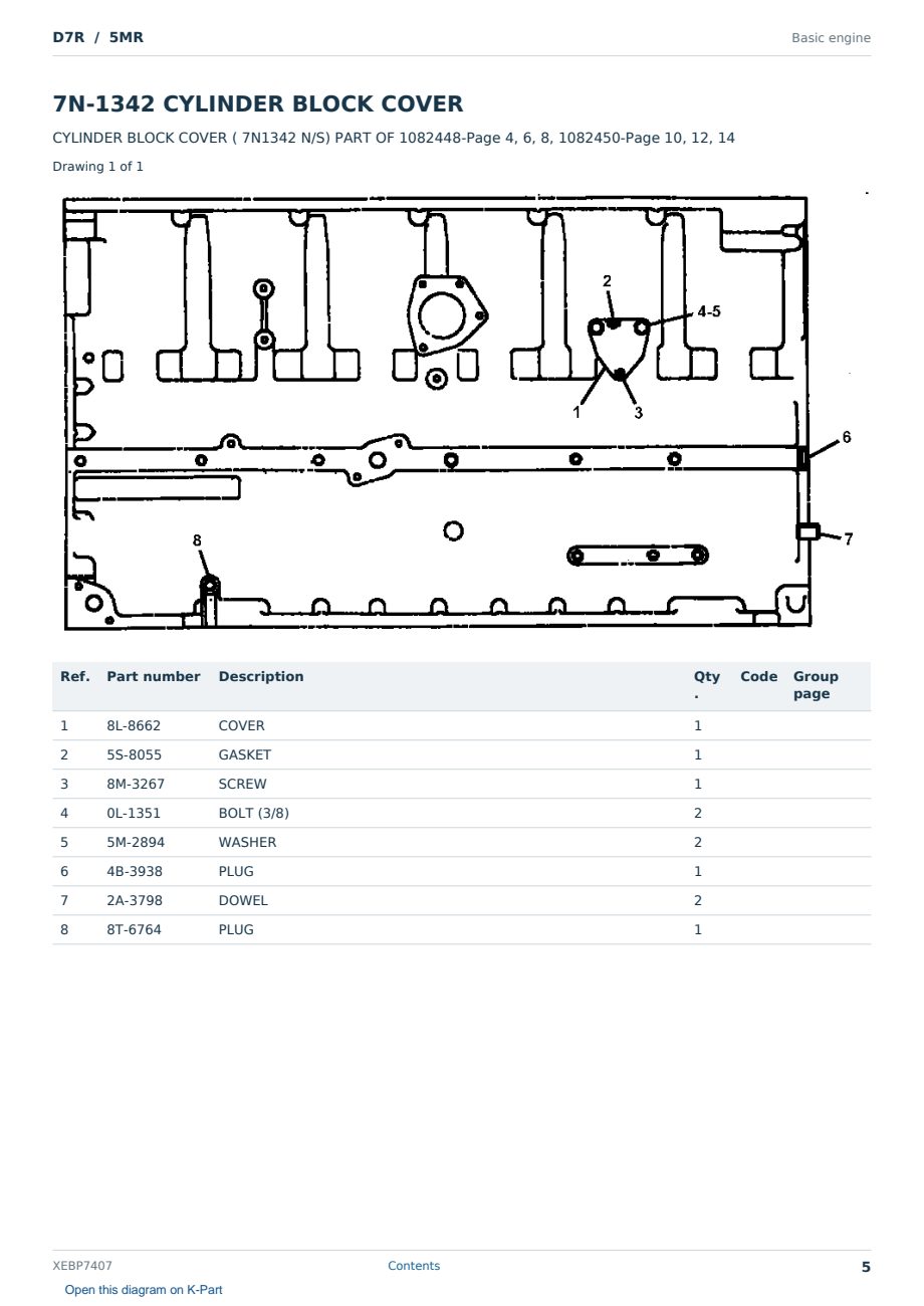 Caterpillar D7R S/N 5MR Partsbook XEBP7407 (English) - sample page 5 of 10 Caterpillar D7R S/N 5MR Partsbook XEBP7407 (English) - sample page 5 of 10