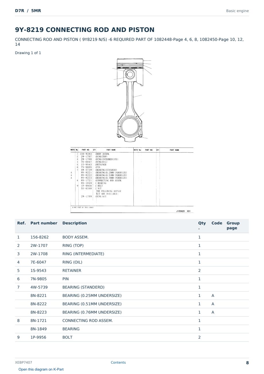 Caterpillar D7R S/N 5MR Partsbook XEBP7407 (English) - sample page 8 of 10 Caterpillar D7R S/N 5MR Partsbook XEBP7407 (English) - sample page 8 of 10