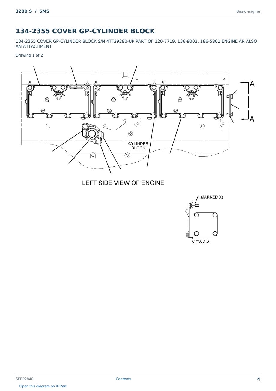 Caterpillar 320B S S/N 5MS Partsbook SEBP2840 (English) - sample page 4 of 10 Caterpillar 320B S S/N 5MS Partsbook SEBP2840 (English) - sample page 4 of 10
