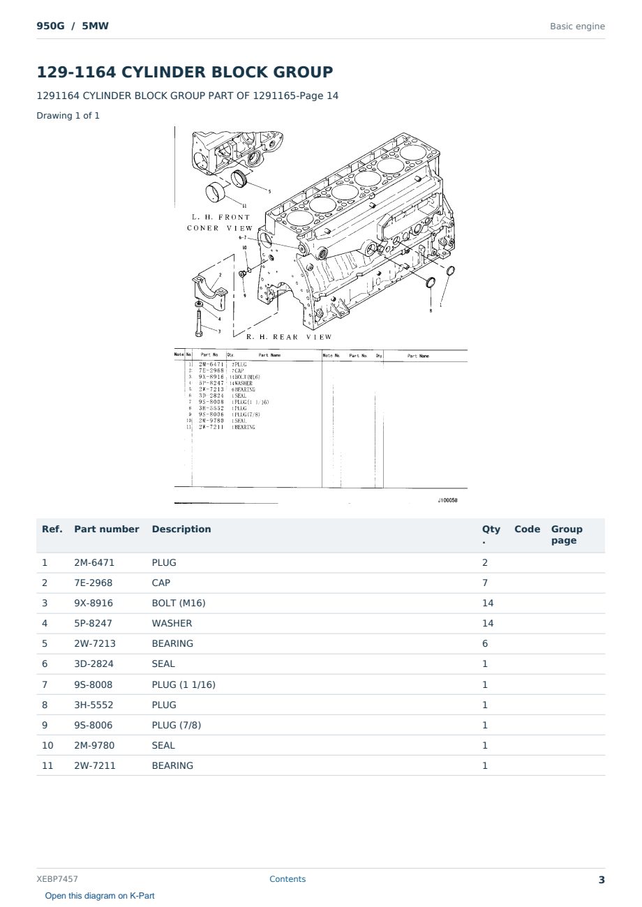 Caterpillar 950G S/N 5MW Partsbook XEBP7457 (English) - sample page 3 of 10 Caterpillar 950G S/N 5MW Partsbook XEBP7457 (English) - sample page 3 of 10