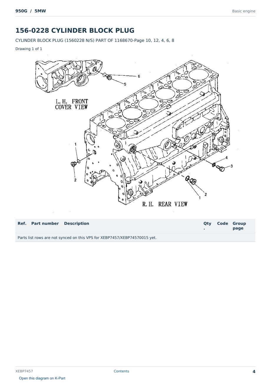 Caterpillar 950G S/N 5MW Partsbook XEBP7457 (English) - sample page 4 of 10 Caterpillar 950G S/N 5MW Partsbook XEBP7457 (English) - sample page 4 of 10