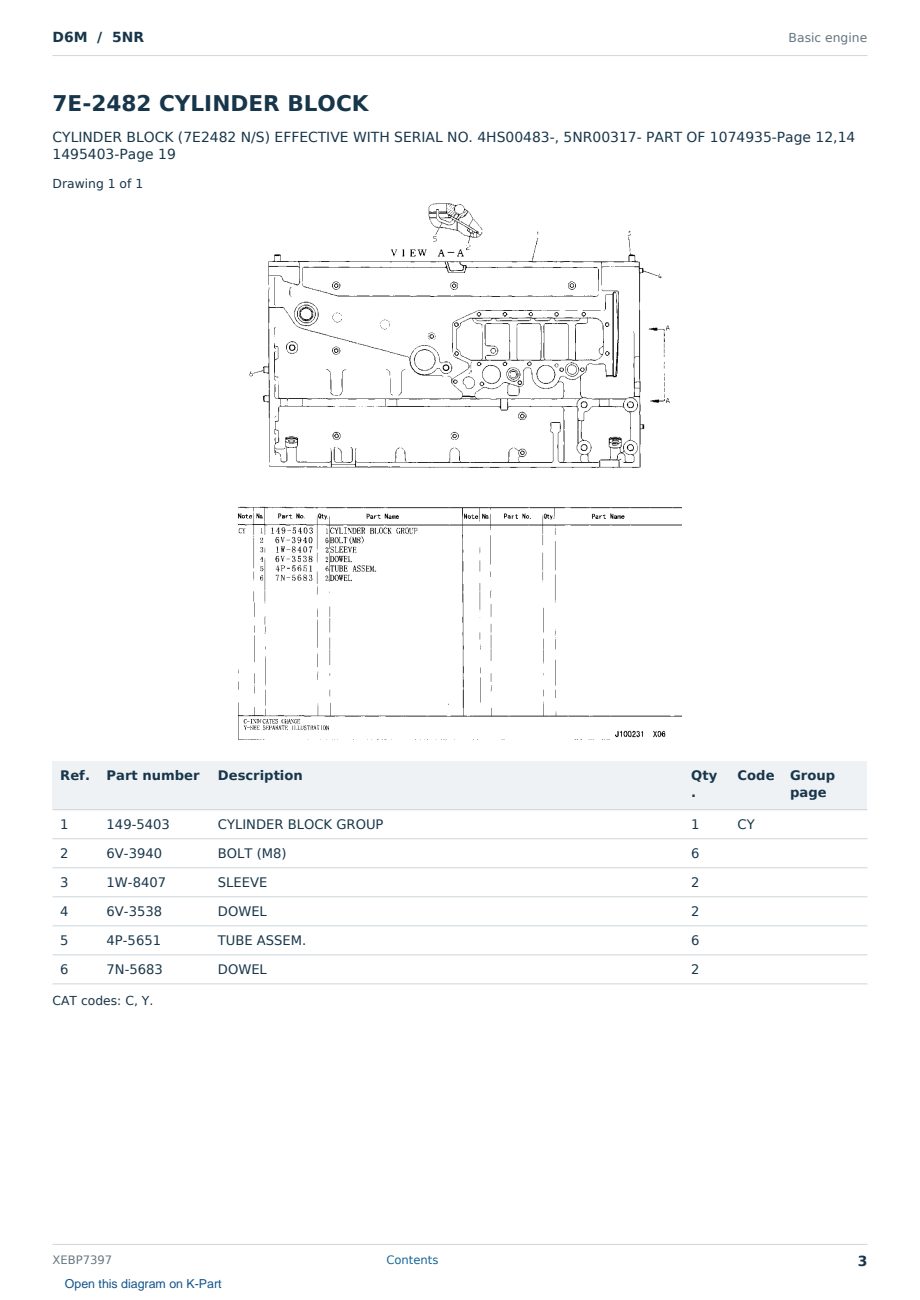 Caterpillar D6M S/N 5NR Partsbook XEBP7397 (English) - sample page 3 of 10 Caterpillar D6M S/N 5NR Partsbook XEBP7397 (English) - sample page 3 of 10