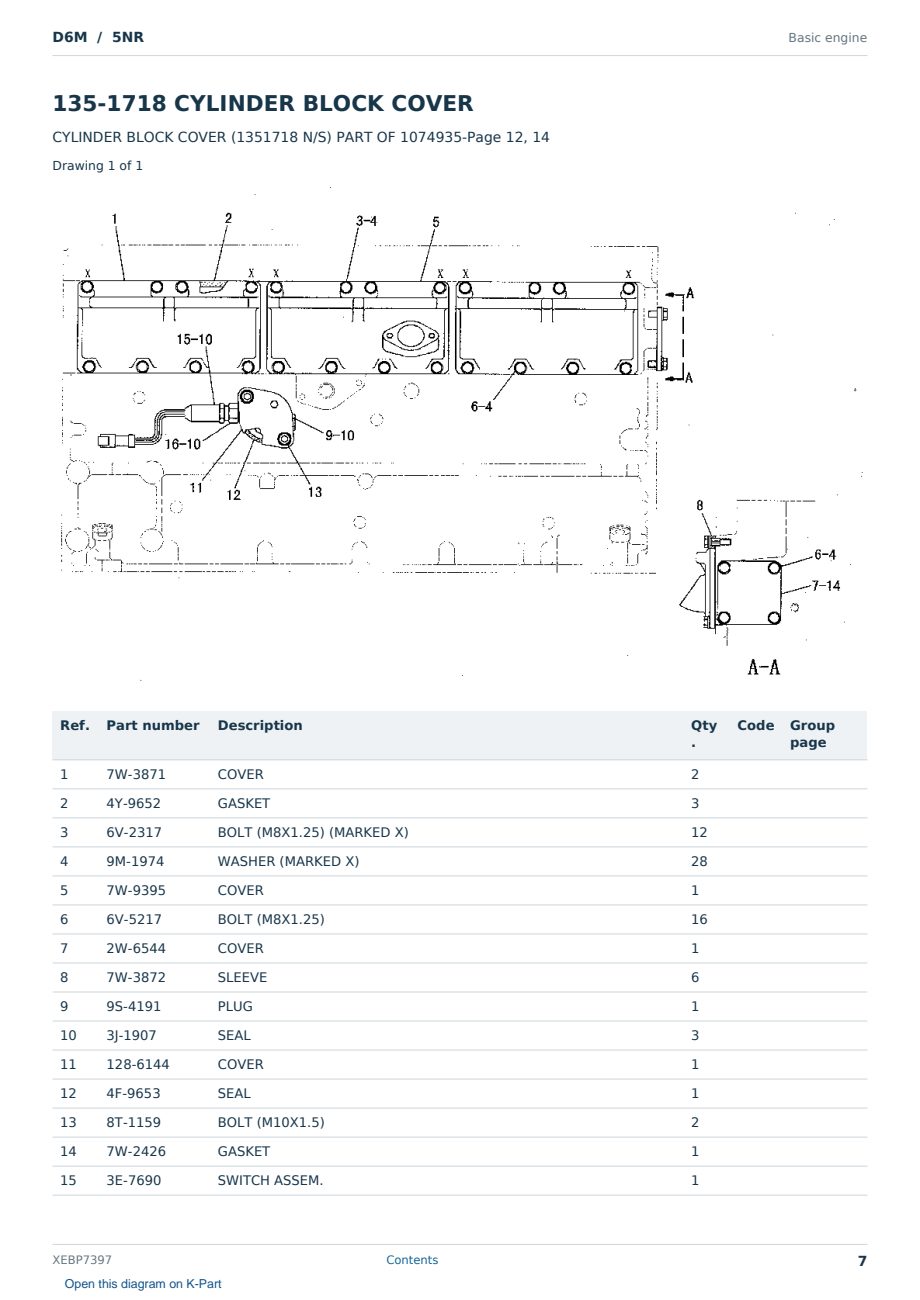 Caterpillar D6M S/N 5NR Partsbook XEBP7397 (English) - sample page 7 of 10 Caterpillar D6M S/N 5NR Partsbook XEBP7397 (English) - sample page 7 of 10