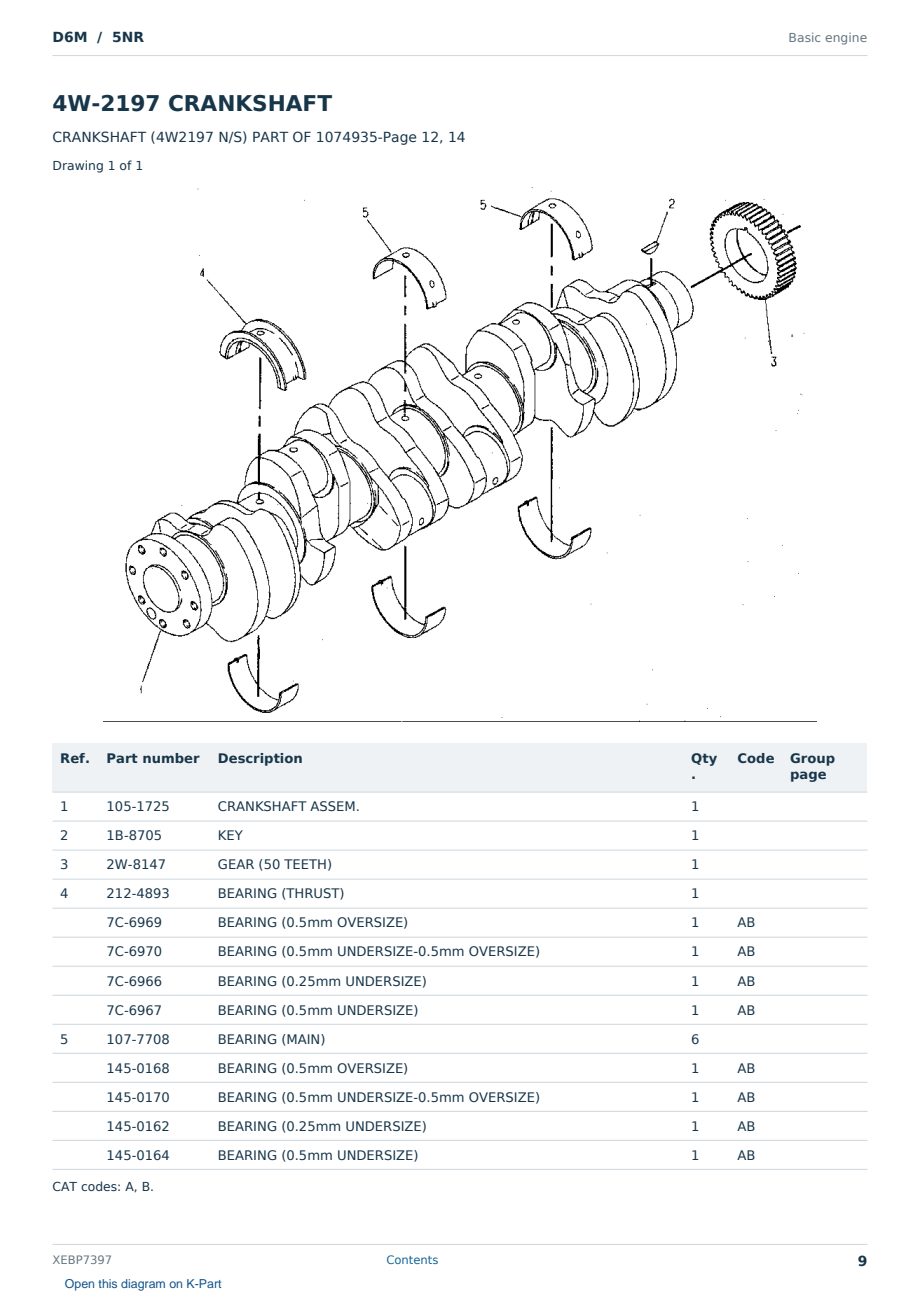 Caterpillar D6M S/N 5NR Partsbook XEBP7397 (English) - sample page 9 of 10 Caterpillar D6M S/N 5NR Partsbook XEBP7397 (English) - sample page 9 of 10