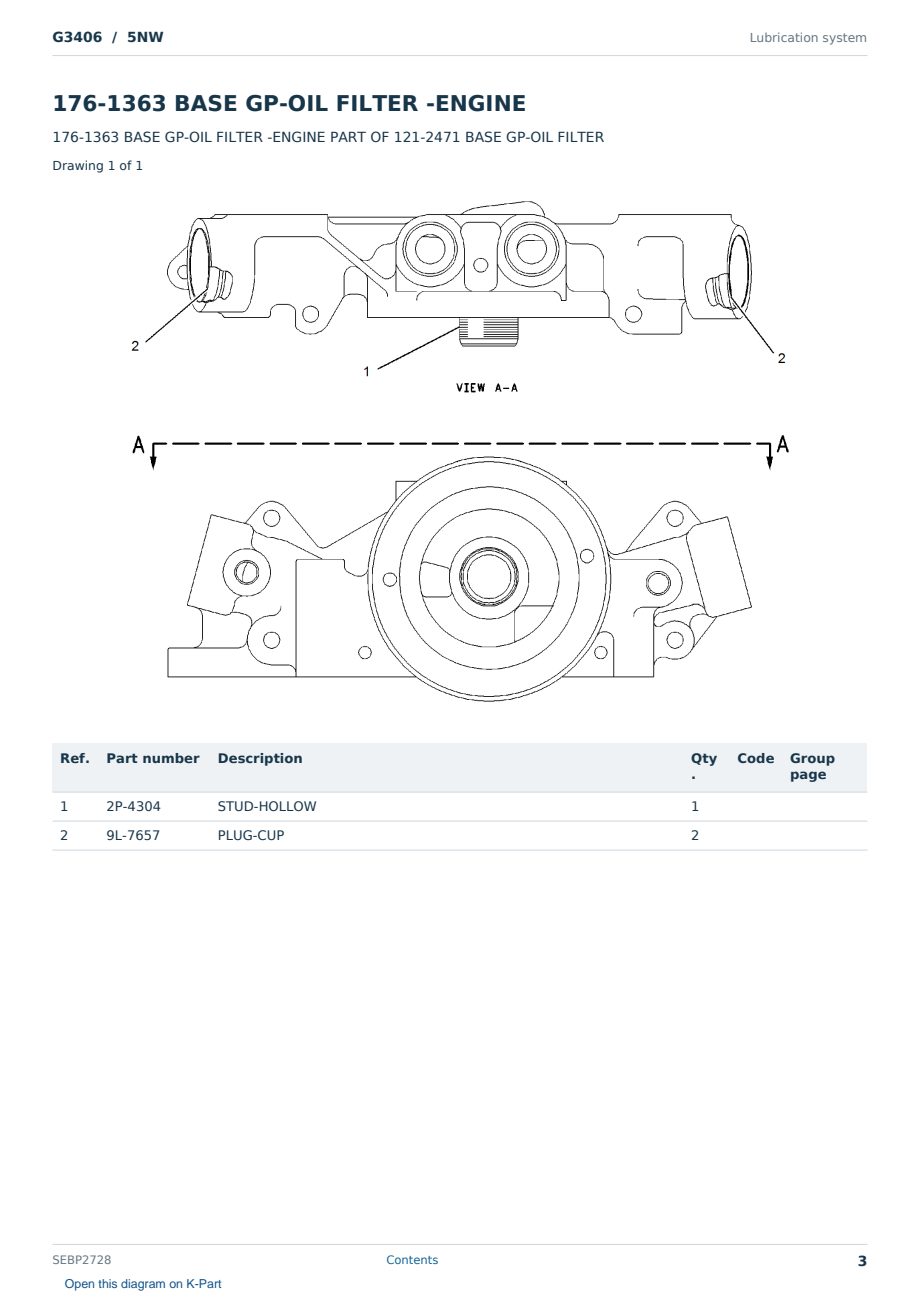 Caterpillar G3406 S/N 5NW Partsbook SEBP2728 (English) - sample page 3 of 10 Caterpillar G3406 S/N 5NW Partsbook SEBP2728 (English) - sample page 3 of 10
