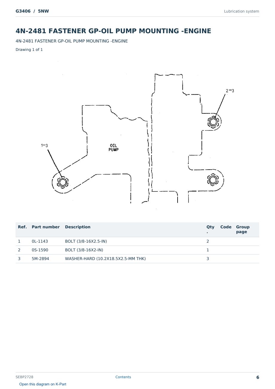 Caterpillar G3406 S/N 5NW Partsbook SEBP2728 (English) - sample page 6 of 10 Caterpillar G3406 S/N 5NW Partsbook SEBP2728 (English) - sample page 6 of 10
