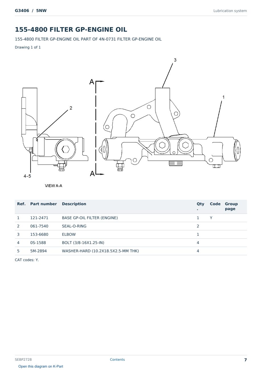 Caterpillar G3406 S/N 5NW Partsbook SEBP2728 (English) - sample page 7 of 10 Caterpillar G3406 S/N 5NW Partsbook SEBP2728 (English) - sample page 7 of 10