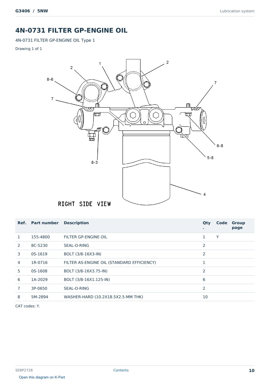 Caterpillar G3406 S/N 5NW Partsbook SEBP2728 (English) - sample page 10 of 10 Caterpillar G3406 S/N 5NW Partsbook SEBP2728 (English) - sample page 10 of 10